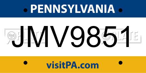 JMV9851 Pennsylvania License Plate