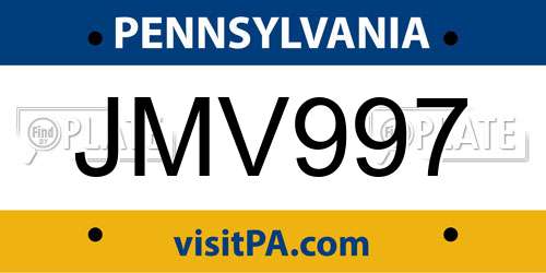 JMV997 Pennsylvania License Plate