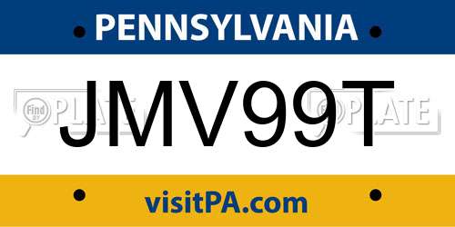 JMV99T Pennsylvania License Plate