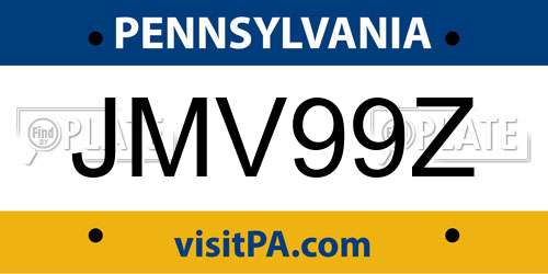 JMV99Z Pennsylvania License Plate