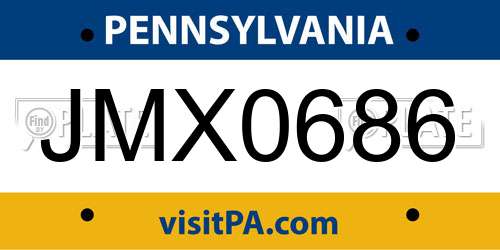 JMX0686 Pennsylvania License Plate