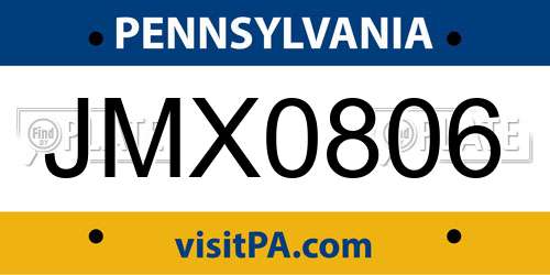 JMX0806 Pennsylvania License Plate