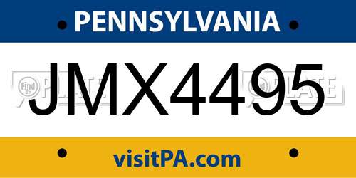 JMX4495 Pennsylvania License Plate