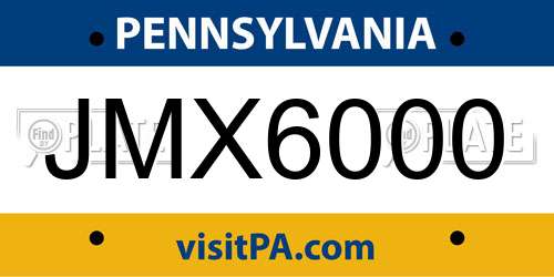 JMX6000 Pennsylvania License Plate