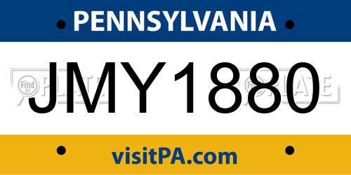 JMY1880 Pennsylvania License Plate