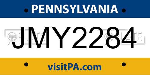 JMY2284 Pennsylvania License Plate