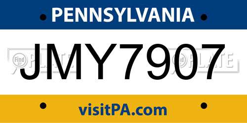 JMY7907 Pennsylvania License Plate