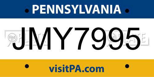 JMY7995 Pennsylvania License Plate