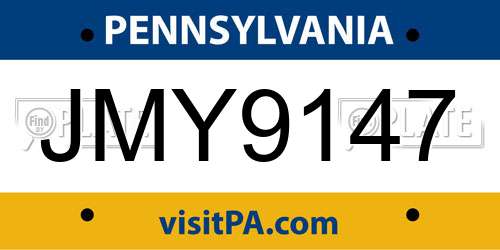 JMY9147 Pennsylvania License Plate