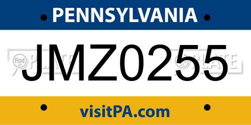 JMZ0255 Pennsylvania License Plate