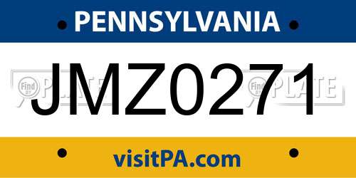 JMZ0271 Pennsylvania License Plate