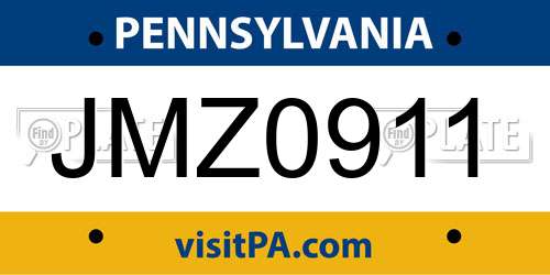 JMZ0911 Pennsylvania License Plate
