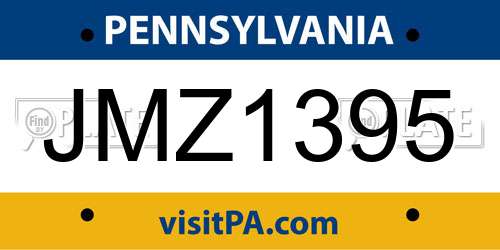 JMZ1395 Pennsylvania License Plate