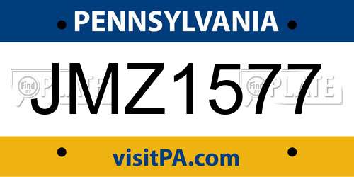 JMZ1577 Pennsylvania License Plate