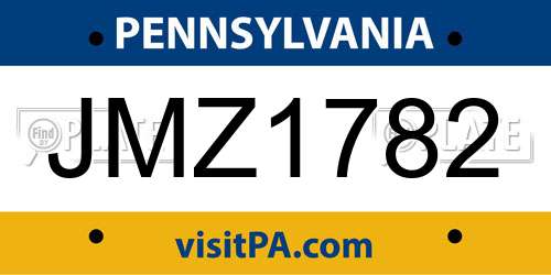 JMZ1782 Pennsylvania License Plate