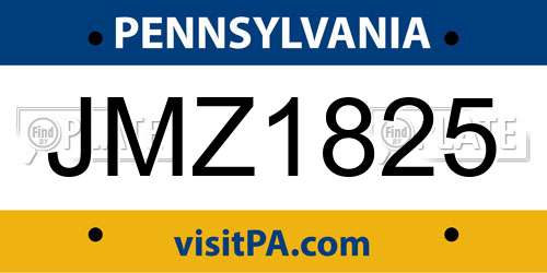 JMZ1825 Pennsylvania License Plate