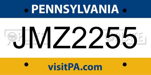 JMZ2255 Pennsylvania License Plate