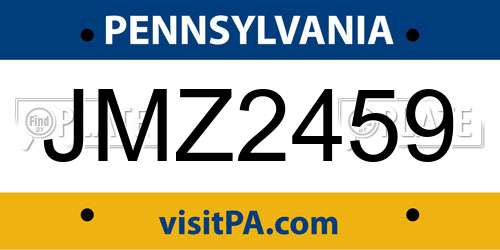 JMZ2459 Pennsylvania License Plate