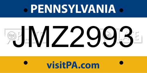 JMZ2993 Pennsylvania License Plate