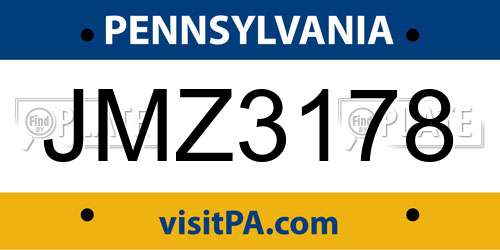 JMZ3178 Pennsylvania License Plate