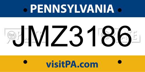 JMZ3186 Pennsylvania License Plate