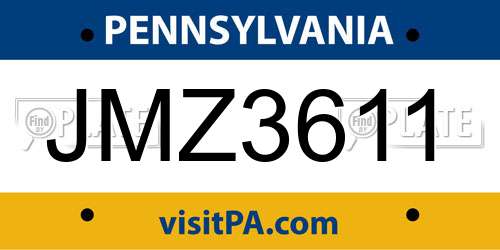 JMZ3611 Pennsylvania License Plate