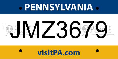 JMZ3679 Pennsylvania License Plate