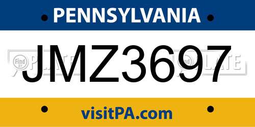 JMZ3697 Pennsylvania License Plate