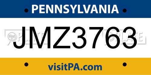 JMZ3763 Pennsylvania License Plate