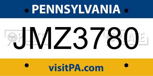JMZ3780 Pennsylvania License Plate
