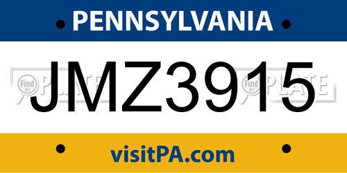JMZ3915 Pennsylvania License Plate