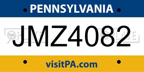 JMZ4082 Pennsylvania License Plate
