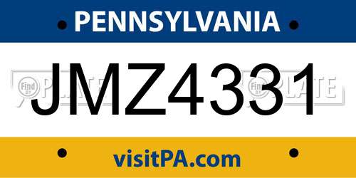JMZ4331 Pennsylvania License Plate