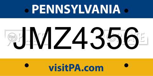 JMZ4356 Pennsylvania License Plate