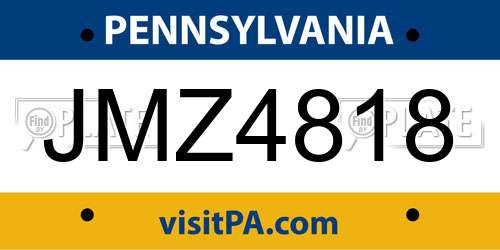 JMZ4818 Pennsylvania License Plate