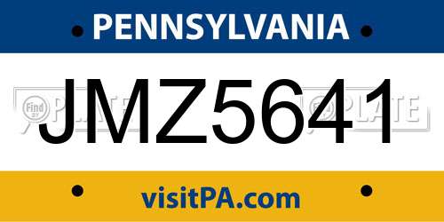 JMZ5641 Pennsylvania License Plate