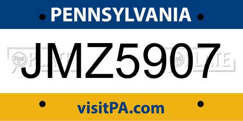JMZ5907 Pennsylvania License Plate