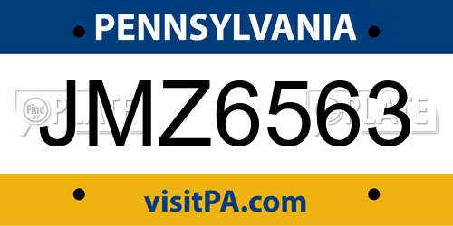 JMZ6563 Pennsylvania License Plate