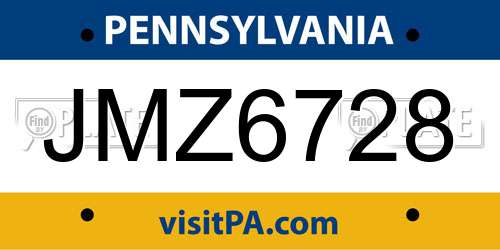 JMZ6728 Pennsylvania License Plate