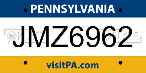 JMZ6962 Pennsylvania License Plate