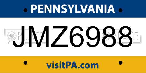 JMZ6988 Pennsylvania License Plate