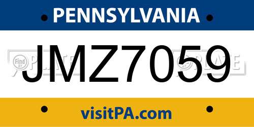 JMZ7059 Pennsylvania License Plate