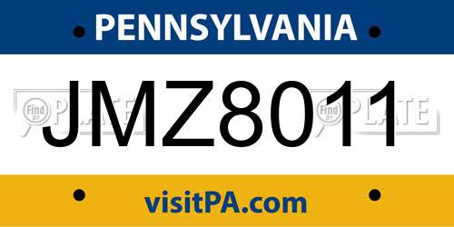 JMZ8011 Pennsylvania License Plate