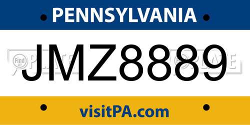JMZ8889 Pennsylvania License Plate