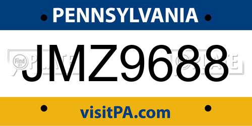 JMZ9688 Pennsylvania License Plate