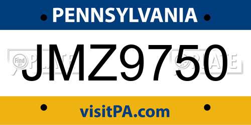 JMZ9750 Pennsylvania License Plate