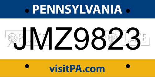 JMZ9823 Pennsylvania License Plate