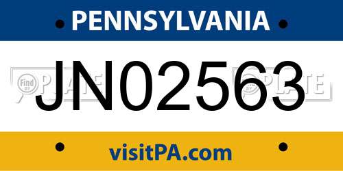 JN02563 Pennsylvania License Plate