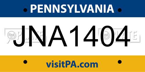 JNA1404 Pennsylvania License Plate