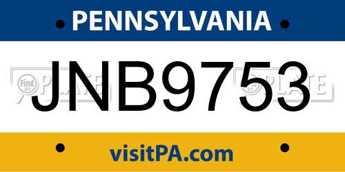 JNB9753 Pennsylvania License Plate